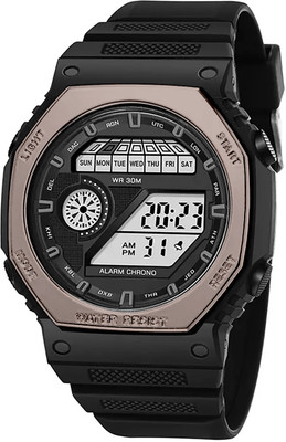 Time Up Military Style Octagonal Fashion Cool Army Design Men & Boys Alarm,Stop-Watch Functions Sports Digital Watch  - For Men