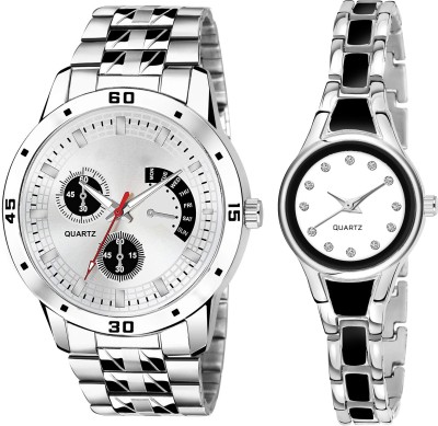WANTON steel strap stylish dial with silver diamond dial watch combo for men and women Analog Watch  - For Boys & Girls