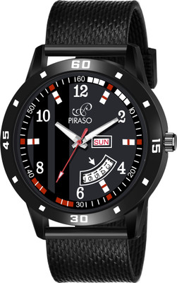 PIRASO 2051 BK MS Black Dial Watch With Date And Day Functioning For Boys Analog Watch  - For Men