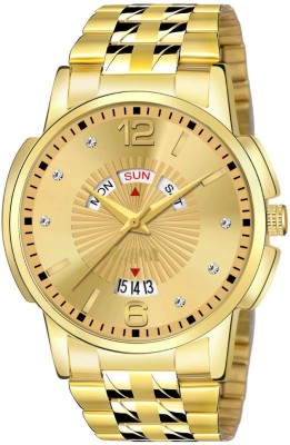 Royal Habibi HTM Analog Day & Date Functioning Analog Day & Date Functioning Gold Stainless Steel Wrist Watch for Men Boys Analog Watch  - For Men