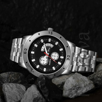 kairova KRM008_MA_STEEL BLACK Luxury Men's Silver Stainless Steel with Black Face Analog Watch Analog-Digital Watch  - For Men