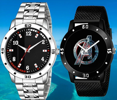 SHURAI Avengers_Blue_mahadev_pu_men's Black & Silver Dial Boys Analog Watch  - For Men