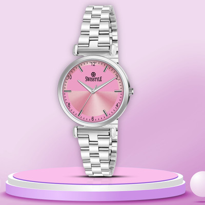 Swisstyle Chic Pink Face Sleek and Stylish Stainless Steel Analog Watch  - For Women
