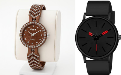 HPWATCH BLK-MN-0001_HW17-Brown-Brown Modern Minimalist Black Dial Silicone Strap Analog Watch Analog Watch  - For Men & Women