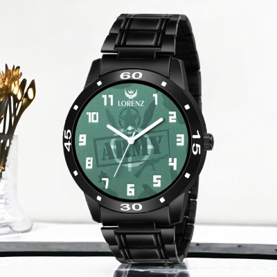 LORENZ MK-2064W Lorenz Green Army Dial Black Chain Wrist Watch for Men|Watch for Boys |2064W Analog Watch  - For Men