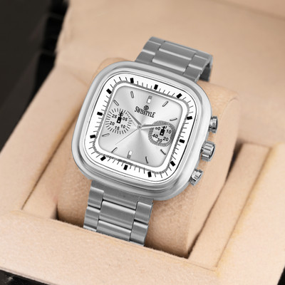 Swisstyle White Dial Square Case Stainless Steel chain Analog Watch  - For Men