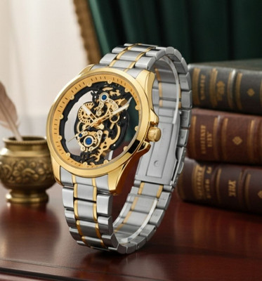 Fanish fashion The Sovereign TWO TONE SILVER-GOLD SKELETON SERIES 2025 Analog Watch  - For Men