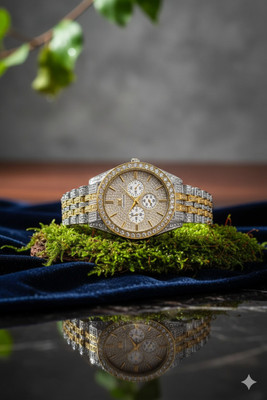 AMSSTYLE ROO18 Luxury Stainless Steel Dual-Tone Diamond Chronograph Watch Analog Watch  - For Men & Women