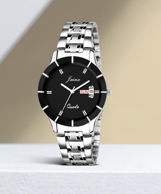 JAINX JW615 Black Dial Day & Date Function Steel Chain Analog Watch  - For Women