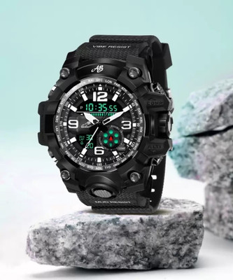 AB Collection 2031 Splash Water Resistant Dual-Time Men's Watch Multifunction 12H / 24H Format Analog-Digital Watch  - For Men