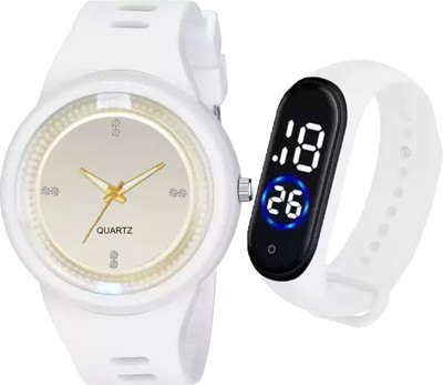 Good Friend New Series New Fashion 2 Pack Round Dial Analog & Digital Led Big Numericak Analog-Digital Watch  - For Boys