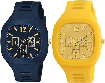 dmash Analog Silicon Strap ADDI Stylish Designer Analog Watch Combo Analog Watch  - For Men