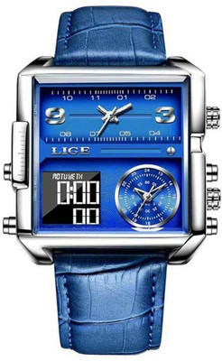 OVERFLY OVERFLY LIGE Square Dial Dual Time Chronograph Luxury Sports Analog-Digital Watch  - For Men