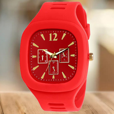 THMT Red Dial & Red Silicone Strap TRENDING MILLER Wrist Watch For Boys Analog Watch  - For Men