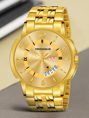 PROVOGUE Original Gold Plated Day and Date Functioning Analog Watch  - For Men