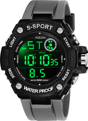 reboen Analog Digital Sports Multi Functional Dual Time Black Dial Watch for Mens Boys Digital Watch  - For Boys