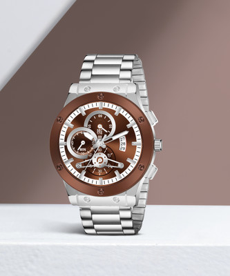PIRASO HUB-LOT 2025 BROWN (CHAIN) ANALOG WATCH DATE DISPLAY BROWN DIAL AND SILVER CHAIN(WATCH FOR MEN) Analog Watch  - For Men