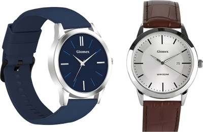 Giomex AM-112-Combo-1584SL03_1 Silver Date AM-112-Combo-1584SL03_1 Silver Date Analog Watch  - For Men & Women