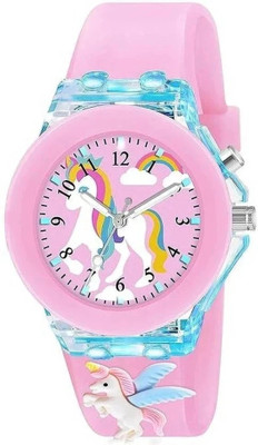 Fash KIDS PINK 3D CARTOON WITH LIGHT Analog Watch  - For Boys & Girls