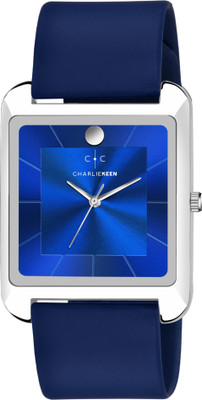 CHARLIEKEEN Blue Square Dial Watch with Silver Case and Blue Strap Analog Watch  - For Men