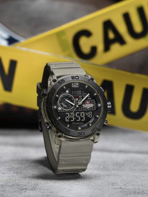 NAVIFORCE Modern Functionality Dual Diplay With Deep Black Alloy Case Analog-Digital Watch  - For Men