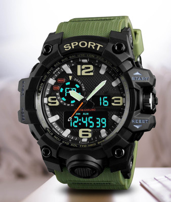 Harbor Boys prefer this green PU strap watch for its sporty design Analog-Digital Watch  - For Boys