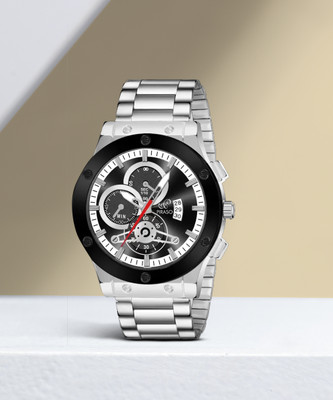 PIRASO HUB-LOT 2025 BLACK SILVER ANALOG WATCH DATE DISPLAY BLACK DIAL AND SILVER CHAIN(WATCH FOR MEN) Analog Watch  - For Men