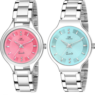 IIK Collection IIK-3001W-3045W Studded Dial with Silver Bracelet Strap Combo Analog Watch  - For Women