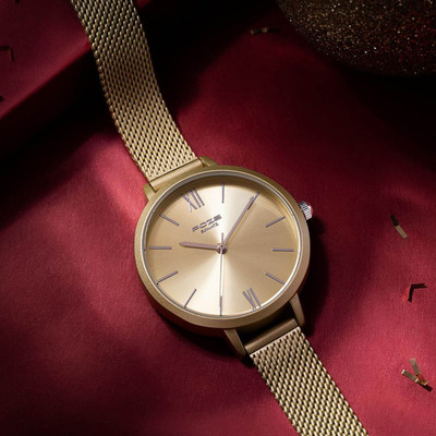 SONATA Sonata Poze Quartz Analog Golden Dial Mesh Strap Watch for Women - SP80075BM01 Analog Watch  - For Women