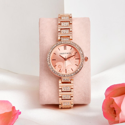 Joker & Witch Astrielle Rosegold Watch with Rhinestone-Accented Chain Link Strap Analog Watch  - For Women