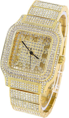 zyrowear 59-33 ZYROWEAR CRYSTAL GOLDEN SQUARE SHAPE TRENDY FASHION Analog Watch  - For Men