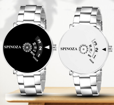 SPINOZA White and black color stylish and attractive dial design watch combo for men Analog Watch  - For Boys & Girls