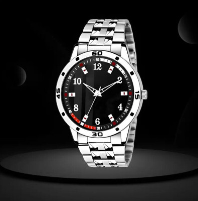 SAFE CRATE SF_RBO3_BLACK High-Quality Trending Black Display Dial Stainless Steel Chain Analog Watch  - For Men