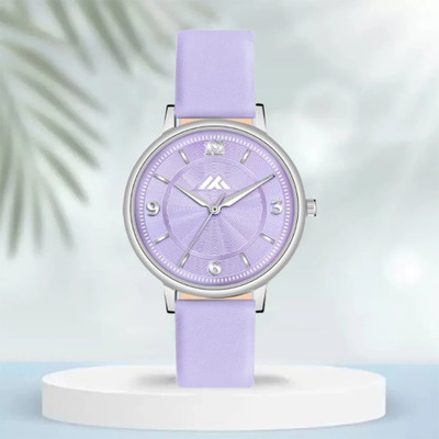ETLIS MT-544 Purple Leather Strap and Minimalist Silver Dial Analog Watch  - For Women
