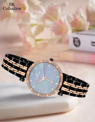 IIK Collection IIK-3100W Watches for Women Black Dial with Black Rose Gold Bracelet Strap Girls watch Analog Watch  - For Women