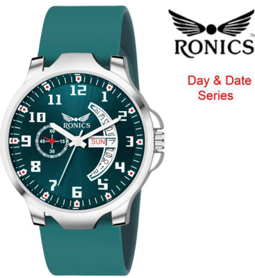 ronics New stylish watch fancy quality green dial green silicon strap day date analog Silicon strap Analog Watch  - For Men