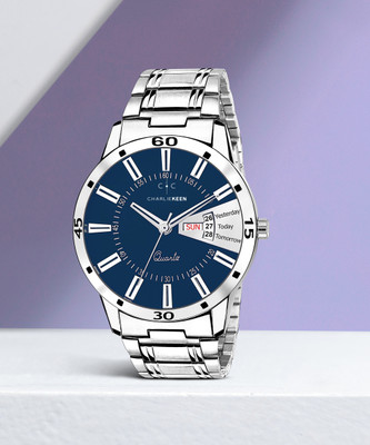 CHARLIEKEEN Stylish Blue Dial Day-Date Display Analog Watch  - For Men