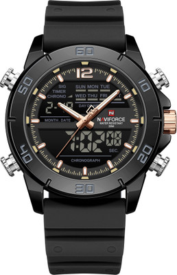 Alix Elegent Round Stainless Steel Case With LCD Display Analog-Digital Watch  - For Men
