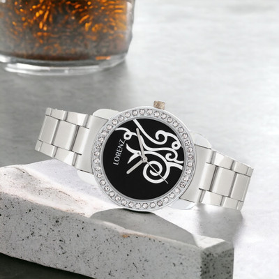 LORENZ AS-7A Lorenz AS-7 New Metallic Diamond Stud Black Casual Analog Watch  - For Girls