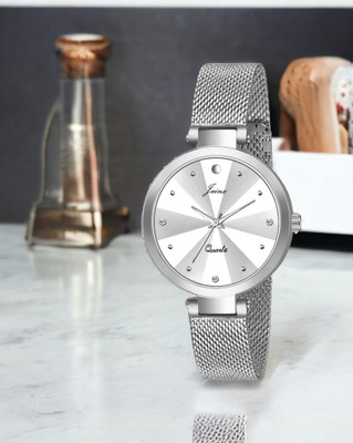 JAINX Silver Dial Steel Mesh Chain Analog Watch  - For Women
