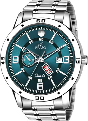 PIRASO D&D F95 BLUE SILVER CHAIN DAY AND DATE WORKING DISPLAY DIAL Analog Watch  - For Men