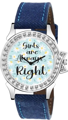 RELish Girls Are Always Right, Blue Denim Strap Girls Are Always Right, Blue Denim Strap Analog Watch  - For Women
