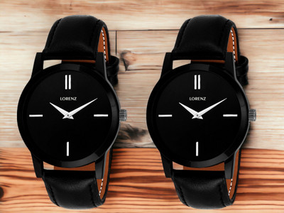LORENZ MK-0303A Lorenz Slim Design Black Pack of 2 Watch Combo Analog Watch  - For Men