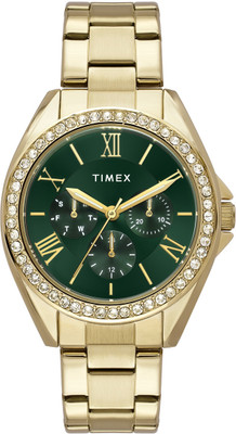 TIMEX TWEL253SMU02 Green Round Dial Analog Watch  - For Women