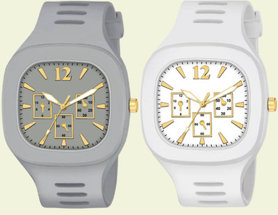 Haifun Miller Grey & White Combo of 2 Analog Watch Special Summer Collection Analog Watch  - For Men