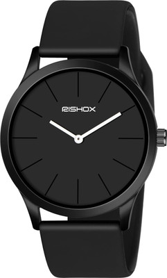Rishox Quartz Movement, Best Quality - For Men & Boys, Classic, Attractive Black Strap Analog Wrist Watch - New Sleek Minimalist Design Analog Watch  - For Men