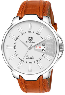 Om Collection OMK-Tan Premium Luxury Design trending synthertic leather strap Analog Watch Analog Watch  - For Men