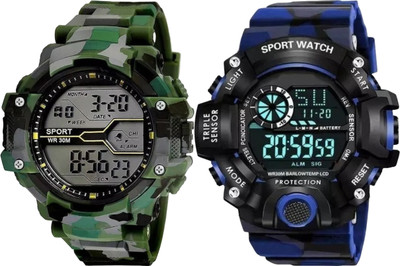 KIMY GE-WA-COMBO_ ARMY & BLU_BL Digital Watch  - For Men