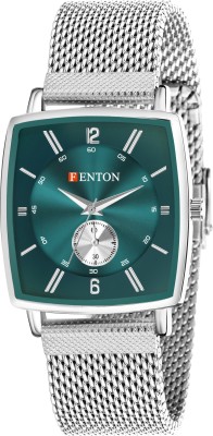 fenton FENTON-90133 Classic Series Mesh Chain Stainless Steel Case, Mesh Strap, Square Analog Watch  - For Men