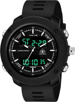 Reborn 9064_DUAL_TIME_BLACK Sport Analog -  Analog-Digital Watch  - For Men
